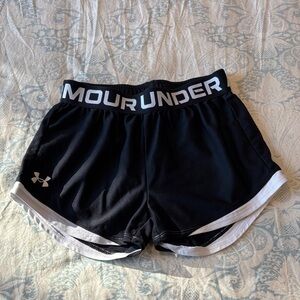 Under Armour Women's Black and White Athletic Shorts